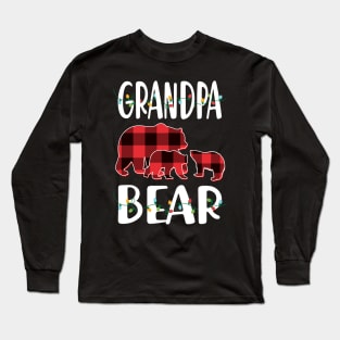 Grandpa Bear Red Plaid Christmas Pajama Matching Family Gift Long Sleeve T-Shirt